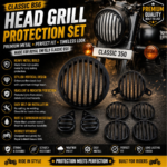 royal enfield classic 350 headlight indicator grill set metal