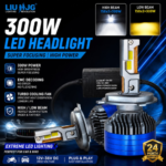 LIU HJG 300W LED Headlight Bulb H4 | Super Bright High Power Bike LED Light with Driver (12V–36V)
