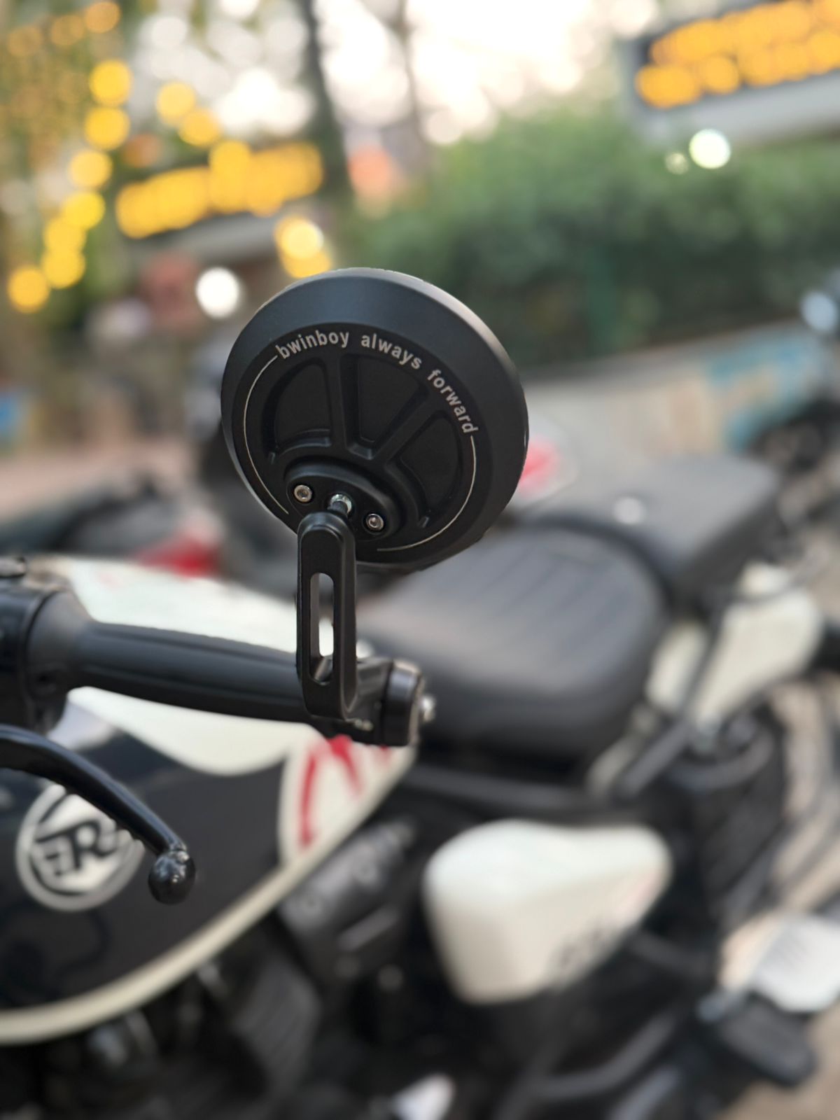 Oxford Street Motorcycle Bar End Mirror - Universal Black Aluminum For Scooters & Bikes (Right Hand)