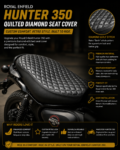 Royal Enfield Hunter 350 Diamond Seat Cover  | Quilted Premium Comfort Seat (PU Leather)