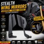 Stealth Wing Mirrors for Bike | Foldable Aerodynamic Rear View Mirrors (Universal Fit, 180° Adjustable)