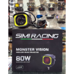 SIMI RACING Monster Vision 80W Projector Fog Light | High/Low Beam | Korean LED Chip | Universal for Bikes & Scooters
