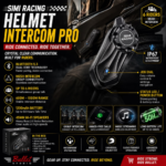 Helmet Bluetooth Intercom for Motorcycle | SIMI Racing Intercom Pro (6 Rider Connectivity, 1000m Range)