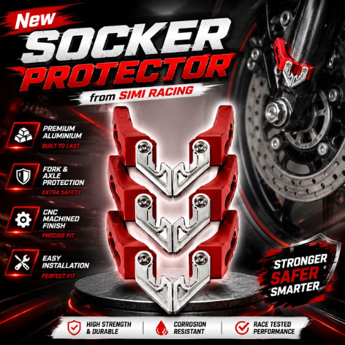 SIMI Racing Motorcycle Shocker Protector Red | CNC Aluminium Rear Suspension Guard | Universal Bike Shock Protection Cover (Set of 2)
