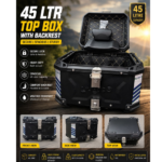 HJG 45L Aluminium Top Box for Motorcycle | Heavy Duty Waterproof Bike Luggage Box | Universal Rear Carrier Storage with Lock System