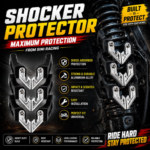 SIMI Racing Motorcycle Shocker Protector Black | CNC Aluminium Rear Suspension Guard | Universal Bike Shock Protection Cover (Set of 2)