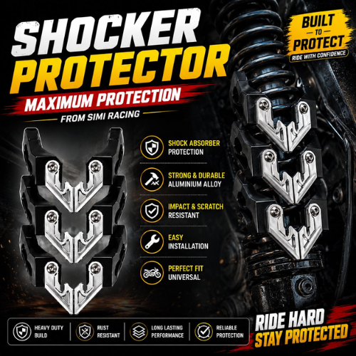 SIMI Racing Motorcycle Shocker Protector Black | CNC Aluminium Rear Suspension Guard | Universal Bike Shock Protection Cover (Set of 2)