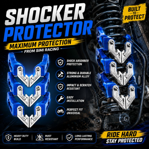 SIMI Racing Motorcycle Shocker Protector Blue | CNC Aluminium Rear Suspension Guard | Universal Bike Shock Protection Cover (Set of 2)
