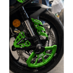 SIMI Racing Motorcycle Protection Combo (Green) | Brake Disk Protector, Caliper Guard & Fork Slider Kit | CNC Aluminium Bike Safety Set