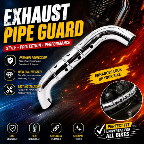 universal motorcycle exhaust pipe guard chrome heat shield