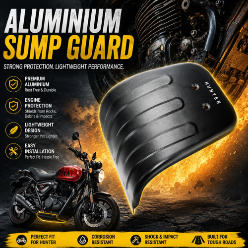 Royal Enfield Hunter 350 aluminium sump guard for lightweight engine protection