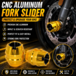 CNC Aluminium Motorcycle Axle Slider (Gold) | Front Wheel Crash Protector | Universal Bike Fork Slider Protection Set