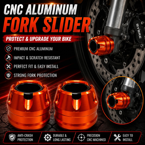 CNC Aluminium Motorcycle Axle Slider Red | Front Fork Crash Protector | Universal Bike Wheel Protection Slider Set