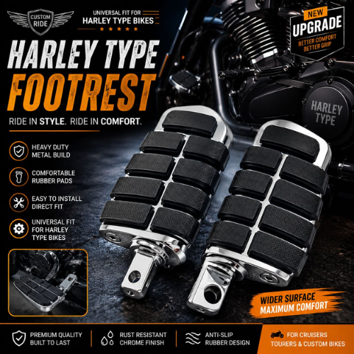 SIMI Racing Premium Wide Footrest for Motorcycle | No-Slip Anti-Skid Foot Peg for Royal Enfield Classic, Bullet, Hunter | Heavy Duty Comfort Footrest (Pair)