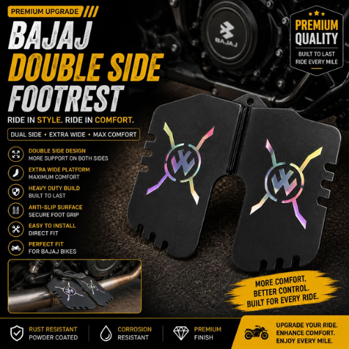 Bajaj Double Side Footrest Plates | Heavy Duty Laser Cut Footrest Support Set | Premium Metal Pillion Footrest