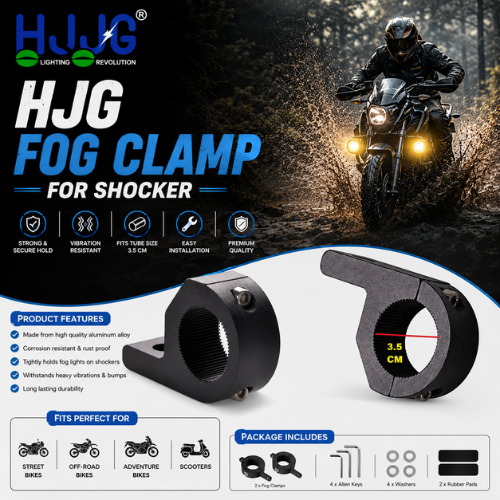 HJG aluminium fog light clamp for motorcycle shocker with universal fitment