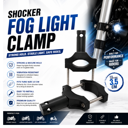 Universal adjustable motorcycle fog light clamp for auxiliary light mounting