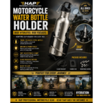 Motorcycle Water Bottle Holder with Steel Bottle | 360° Handlebar Mount Drink Holder (Universal Fit)