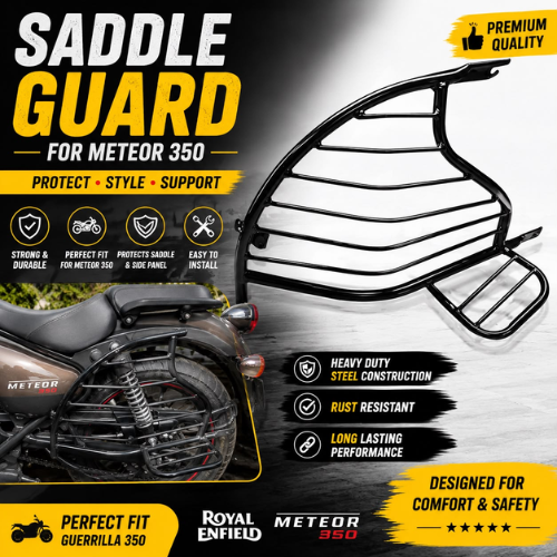Right  Saree Guard with Ladies Footrest for Royal Enfield  meteor | Heavy Duty Wheel Protection Frame