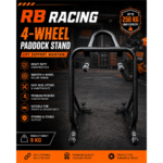 RB Racing 4-Wheel Paddock Stand | Heavy Duty Motorcycle Rear Stand (250KG Load Capacity)