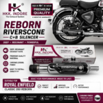 HKK Indore Reborn Reverse Cone Silencer | Royal Enfield Classic 350 Exhaust (Chrome Finish)