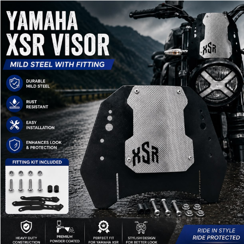 xsr visor india, yamaha xsr windshield, bike headlight visor xsr, motorcycle wind protection visor, xsr front windshield accessory