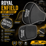 royal enfield seat cover white thread work