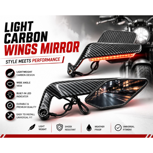 carbon fiber wings mirror led