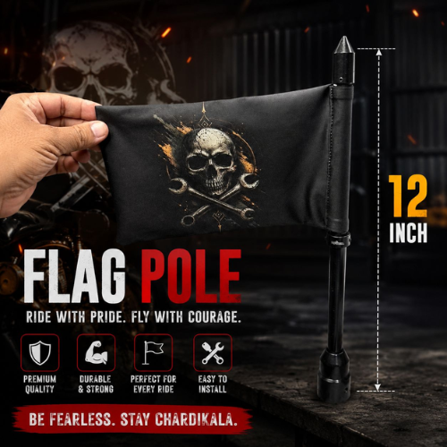 4 skull bike flag pole 12 inch