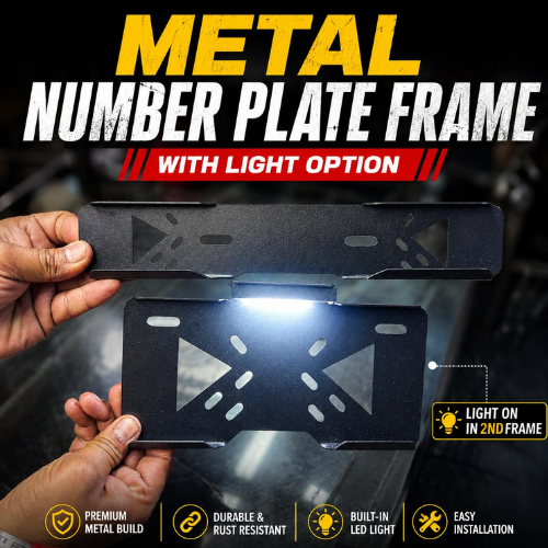 Metal Number Plate Frame for Bike with LED Light